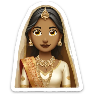 Wedding bride in indian lehenga face color cream, full  sticker