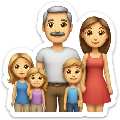 Famille 4 personne 1 fils aîné 1 fille cadette 1 père 1 mère sticker