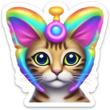 Lisa frank alien cat with antennas on head ￼ sticker