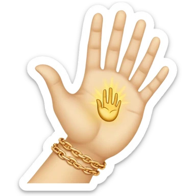 emojis for pendants with chains generally jewelry that is purposeful -- ethereal glowing hand with symbolic palm lines-- 5 fingers reading palm 
 sticker