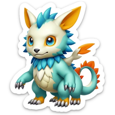 Cute cool colorful fantasy-Digimon-animal-hybrid full body sticker