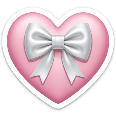 white satin bow on a pink heart sticker