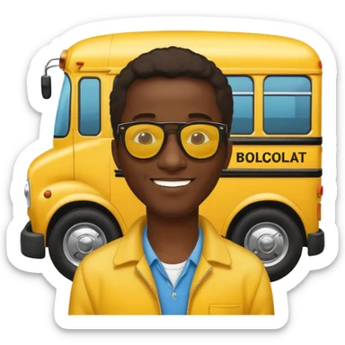 a school bus with a jamaican man saying bomboclat sticker
