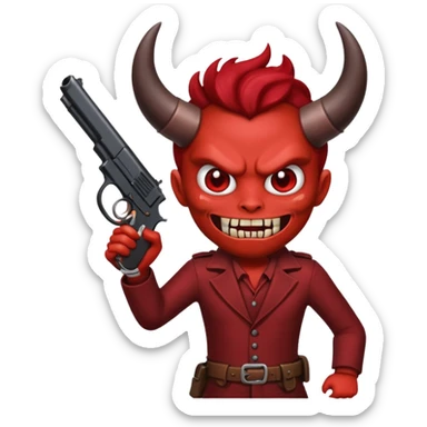 Un 👹 con una pistola en la mano  pero que sea como el emoji sticker