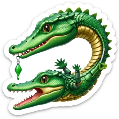 robot hand hanging out of baby crocodile mouth sticker
