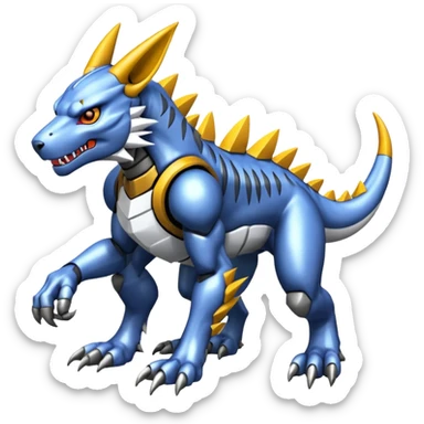  Cool Edgy Shiny Greymon-Weregarurumon full body sticker