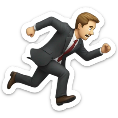 man chasing an attorney sticker