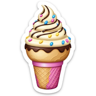 Ice cream with sprinkles and chocolate syrup sticker