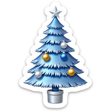 White christmas tree withe blue and silver decoration sticker