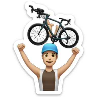 holding road bike over head sticker