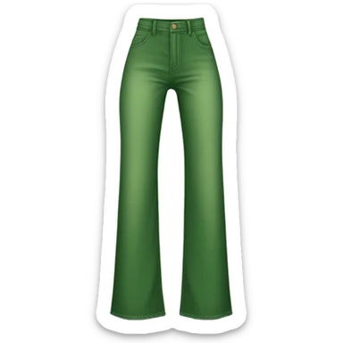 Realistic long Wide leg high waisted green jeans, isolated sticker