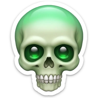 skull emoji raising one eyebrow with green aura around it sticker