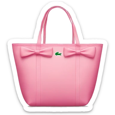 pink lacoste tote bag with bow sticker