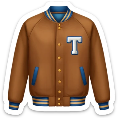 brown varsity jacket with 
left side : T 
right side : number <85> right side chest 


 sticker