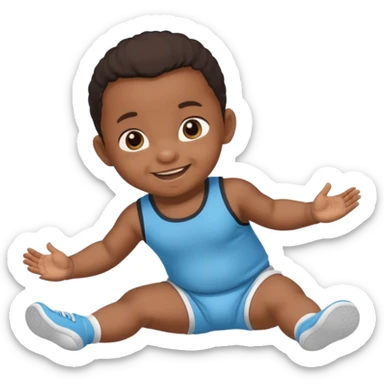 black baby crawling on the floor with baby sport clothes sticker