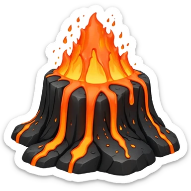 A lava flow spilling slowly over blackened rocks. sticker