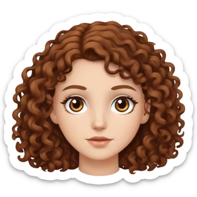 white girl with brown curly hair and brown eyes sticker