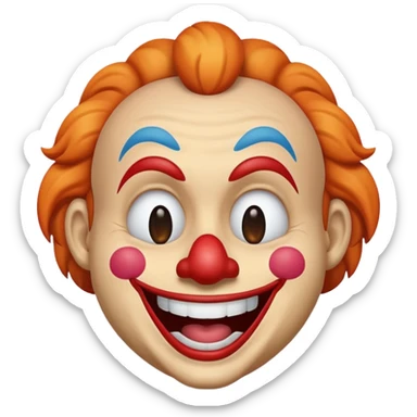 Emoji de mitad de cara de payaso y mitas de emoji riéndose  sticker