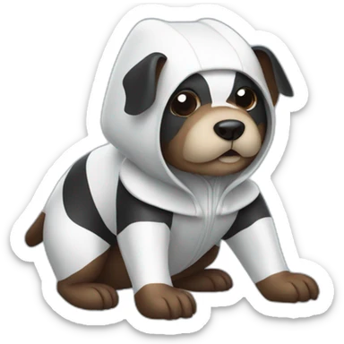 black and white beaver york dog in a spider costume  sticker