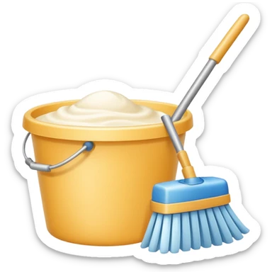 Realistic cleaning essentials with cream color sticker