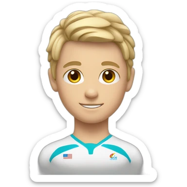 sporty european boy in gymnast uniform sticker