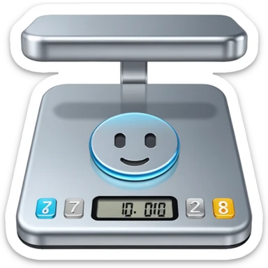Weighing scale showing numbers sticker