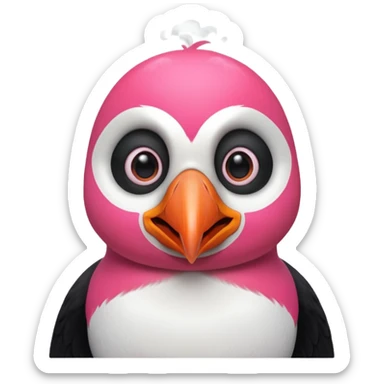 pink puffin angry blow steam nose beak sticker