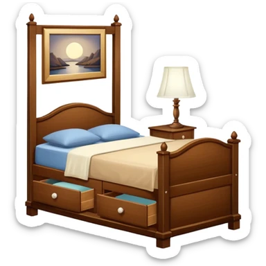 A Cupboard-commode-drawer-night-bed-stand furniture with a night lamp NEAR BED sticker