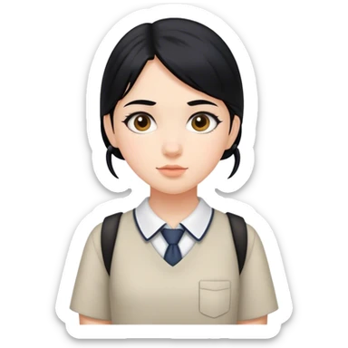 Black hair schoolgirl sticker