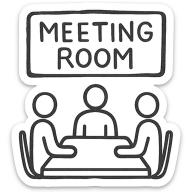 Meeting room in purple colors sticker