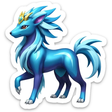 Shiny Dark Edgy Suicune-Cobalion-Manectric-Aurorus-Fakémon-hybrid-creature (full body)  sticker