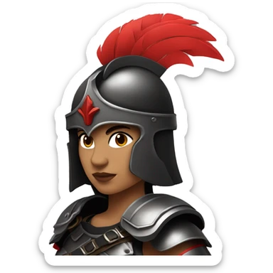 Fantasy spartan warrior female wearing detailed black armor with a red plumed helmet
 sticker