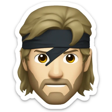 solid snake from metal gear solid 3 as big boss with brown hair and and an eyepatch  sticker