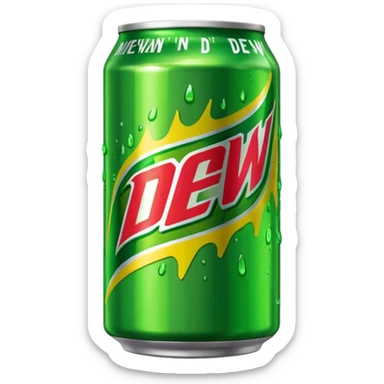Draw a Mountain Dew can with green label & bold neon logo. sticker