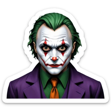 Thriller movie icon: A close-up collage with eerie, dramatic elements. Include the Joker, Hannibal Lecter, and a dark, moody Gotham City skyline in the background. The characters should look intense and shadowed, creating a tense atmosphere. Transparent background. sticker