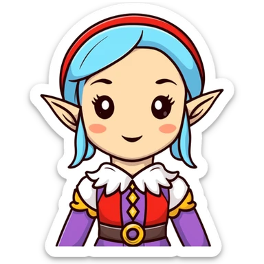 attractive female elf with refined features, elaborate fantasy attire sticker