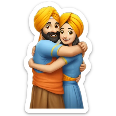 Hug with Punjabi sardar ji couple  sticker