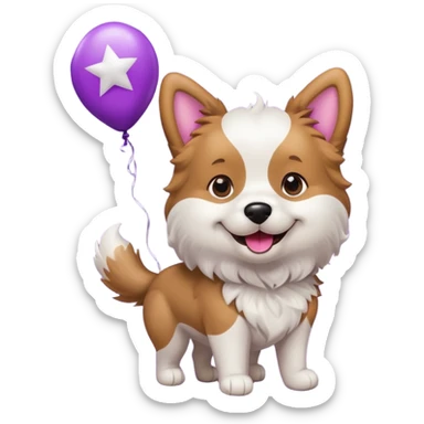 Dog hold purple star balloon sticker
