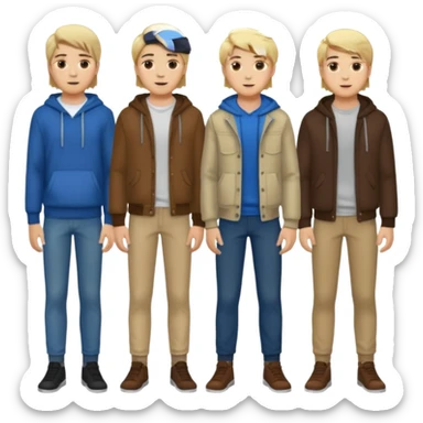 Cartagineses: un grupo de hombres jóvenes, pelo largo rubio y castaño, ropa buena, cara de niños de alrededor de unos 20/25 años.
cuerpo entero sticker