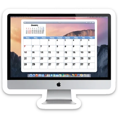 front-facing iMac displaying a day view calendar with time slots and several booked appointments sticker