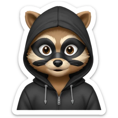 thief raccoon portrait, head and shoulders only, black burglar mask markings, sneaky smile, dark hoodie collar, mischievous eyes, 3D cartoon, mobile game icon style, clean background, no text, no watermark
 sticker