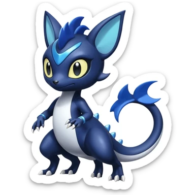 Shiny Futuristic Salandit-Meowstic-Noibat-Fakémon-hybrid-creature (full body)  sticker