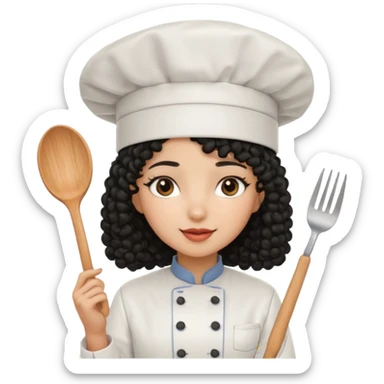 Una chica chef de cabello negro con rulos sticker