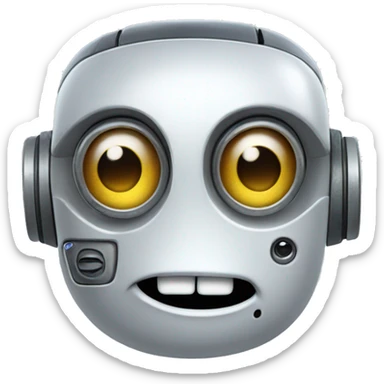 A cheeky robot with one eye winking. sticker