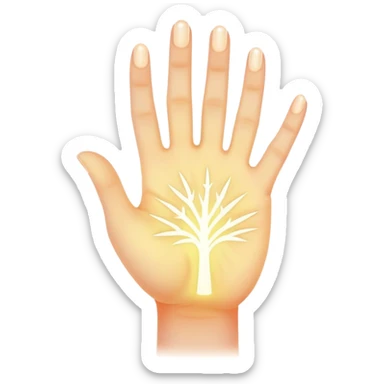 ethereal glowing hand with symbolic palm lines sticker