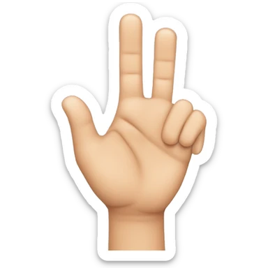 hand with three fingers raised: the index finger, middle finger, and thumb. The other fingers (ring and pinky) should be folded down. The style and color should match the standard ‘pointing up’ emoji (👆🏻), with the same skin tone and hand shape.” sticker