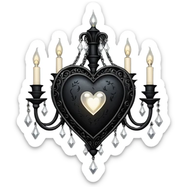 goth heart with a gothic chandelier sticker