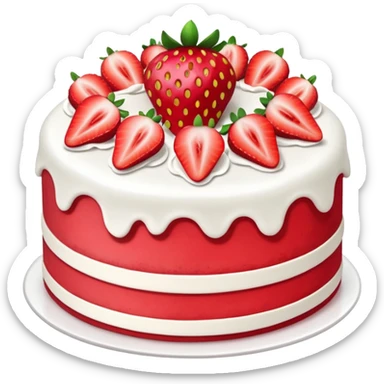 a red strawberry cake sticker