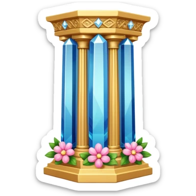 generate beautiful greek crystal pillar intricate front view more beautiful with flowers wrapping around the pillar make the pillar made of diamond sticker