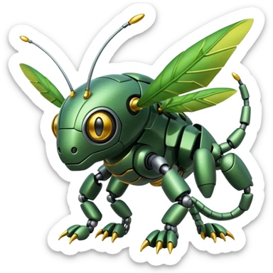 Cyber-robot-mecha-Caterpie-Vibrava-Scyther-fusion sticker